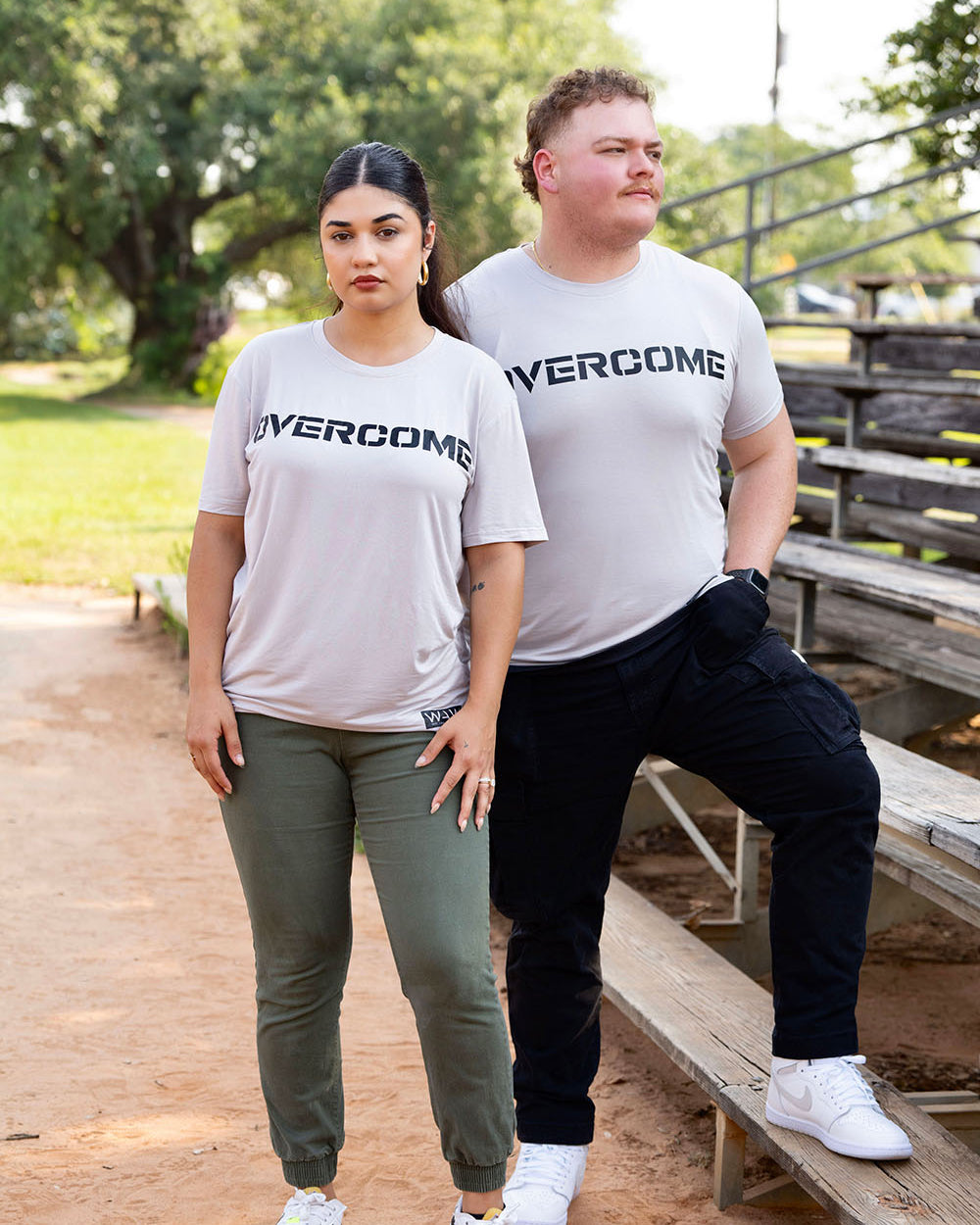 Grey Wolf Tri-blend Tee with Overcome message, WeAreWarriorsApparel.com