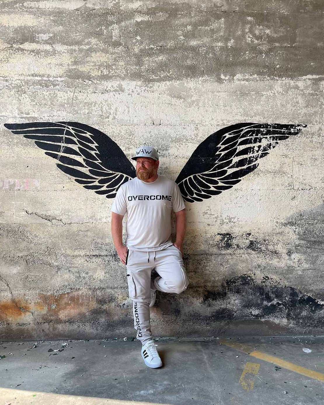 Grey Wolf Tri-blend Tee with Overcome message, WeAreWarriorsApparel.com