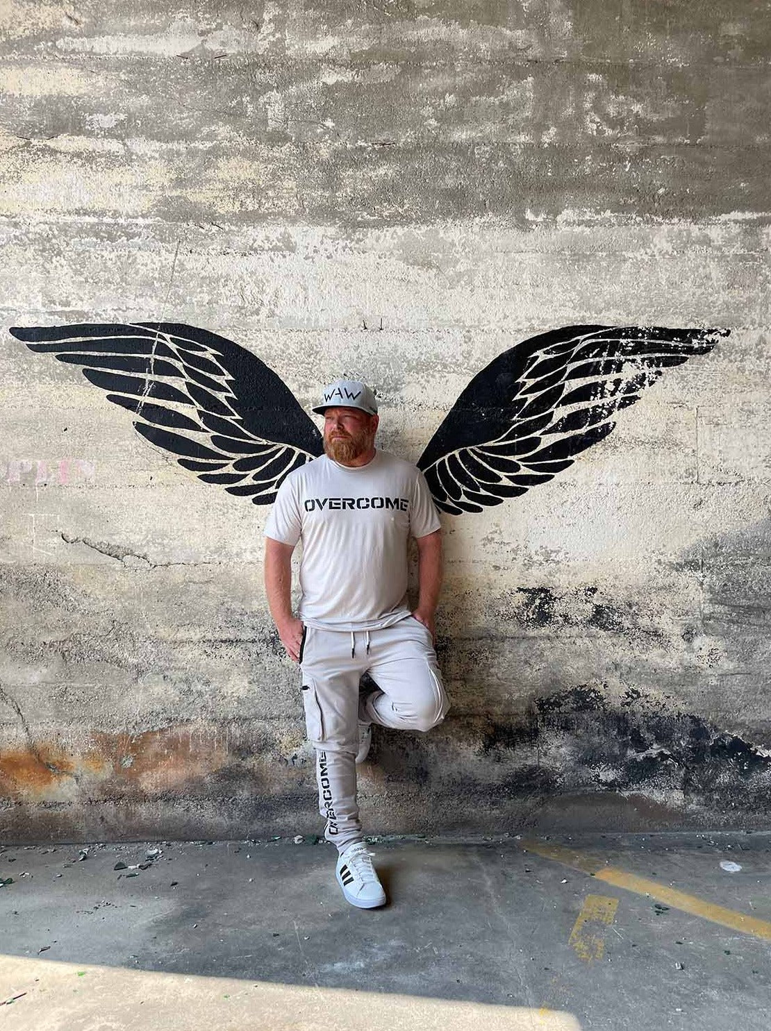 Grey Wolf Tri-blend Tee with Overcome message, WeAreWarriorsApparel.com