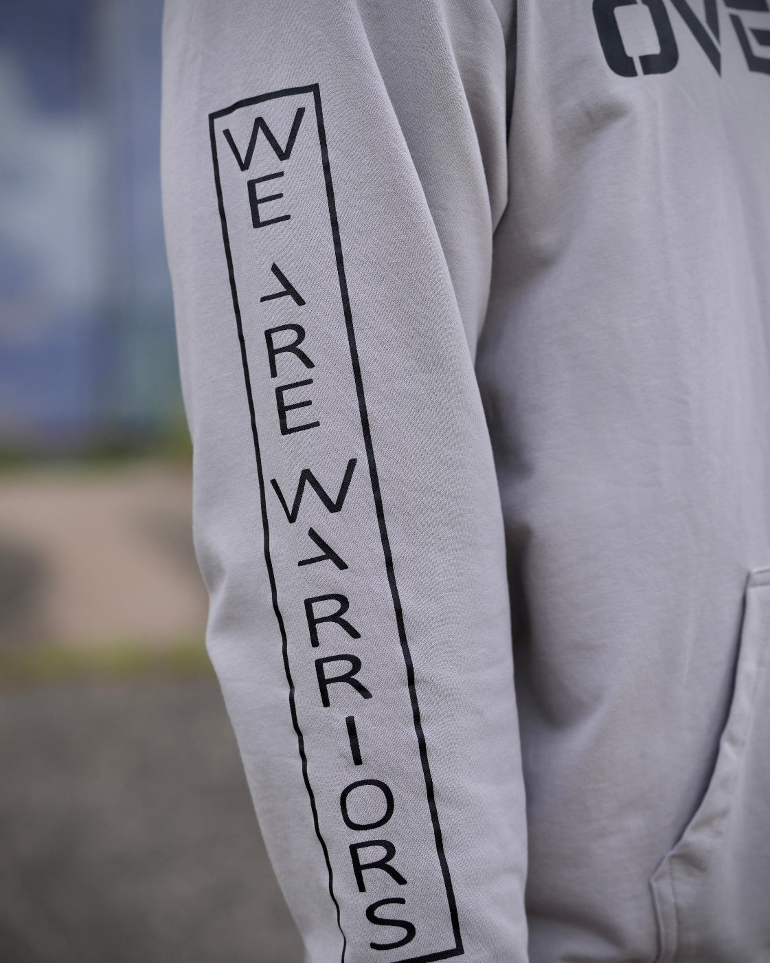 Grey Wolf Hoodie with Overcome Sleeve - WeAreWarriorsApparel.com