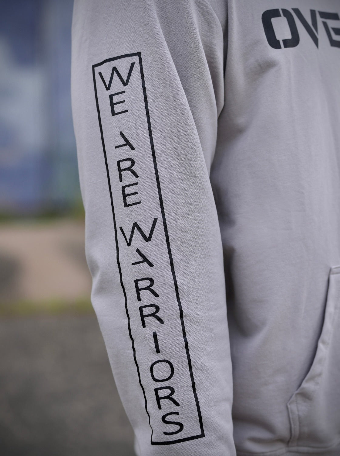 Grey Wolf Hoodie with Overcome Sleeve - WeAreWarriorsApparel.com