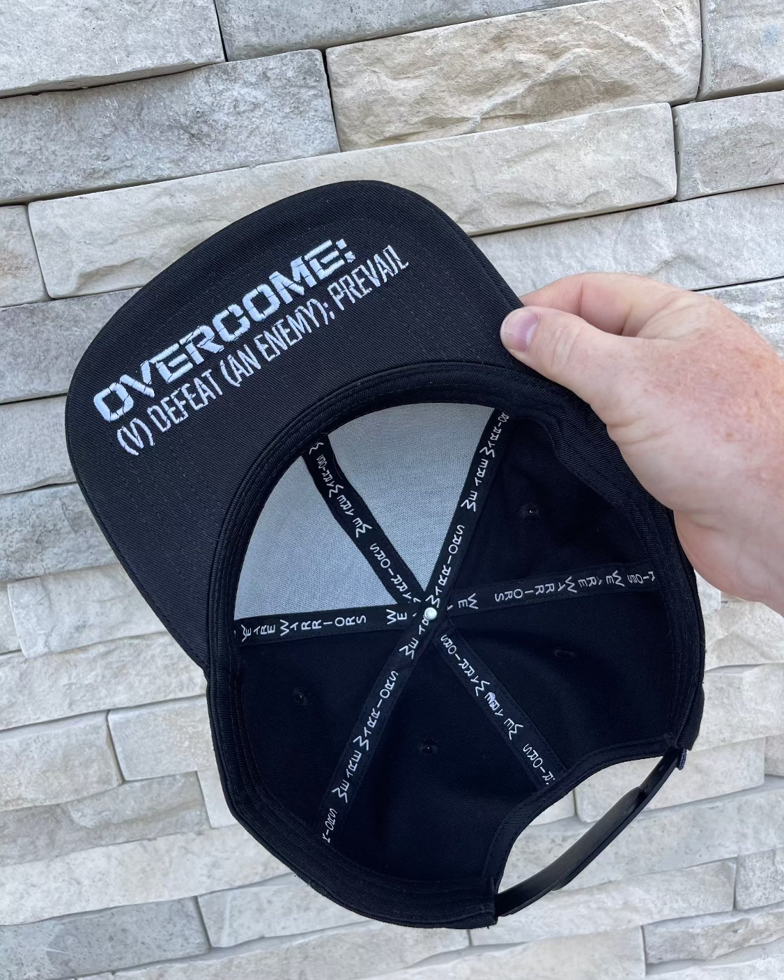 Before the Dawn hat with Overcome message, WeAreWarriorsApparel.com