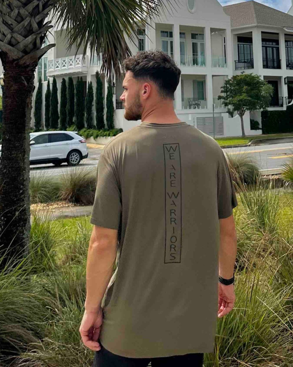 Olive Tree Tri blend T-Shirt with Overcome message, WeAreWarriorsApparel.com