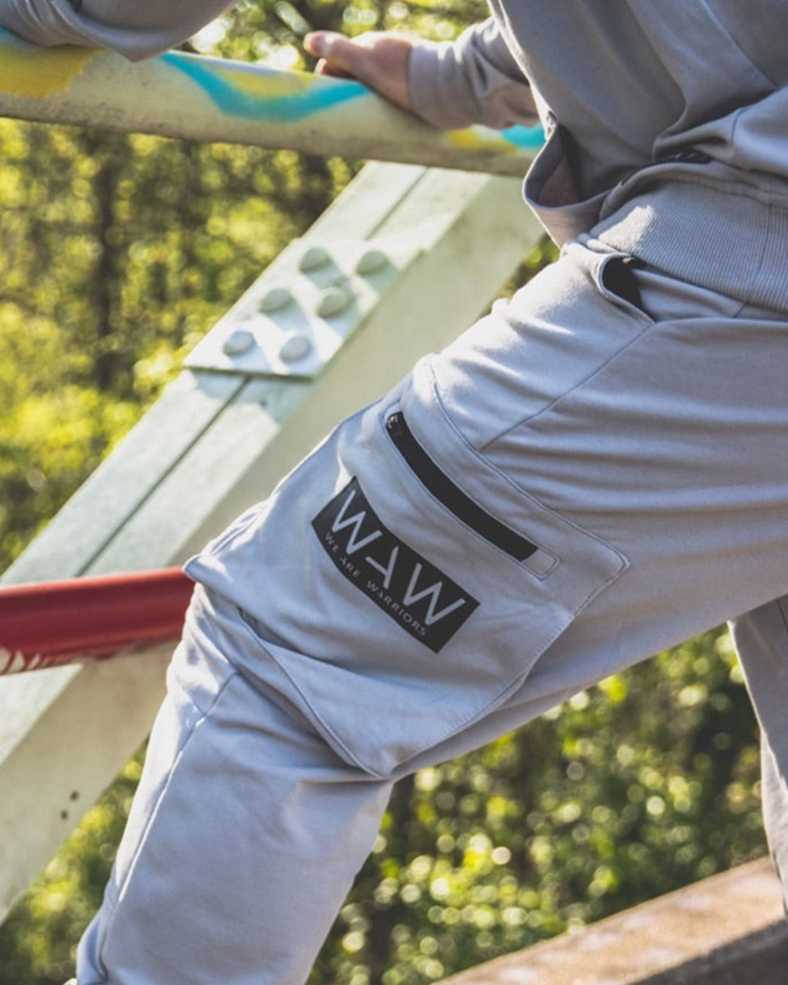 Grey Wolf Cargo Joggers with Overcome, WeAreWarriorsApparel.com