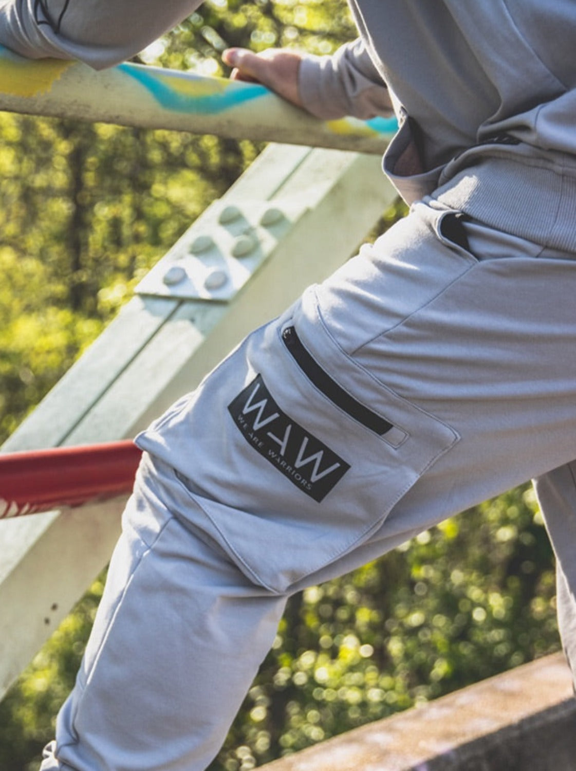 Grey Wolf Cargo Joggers with Overcome, WeAreWarriorsApparel.com