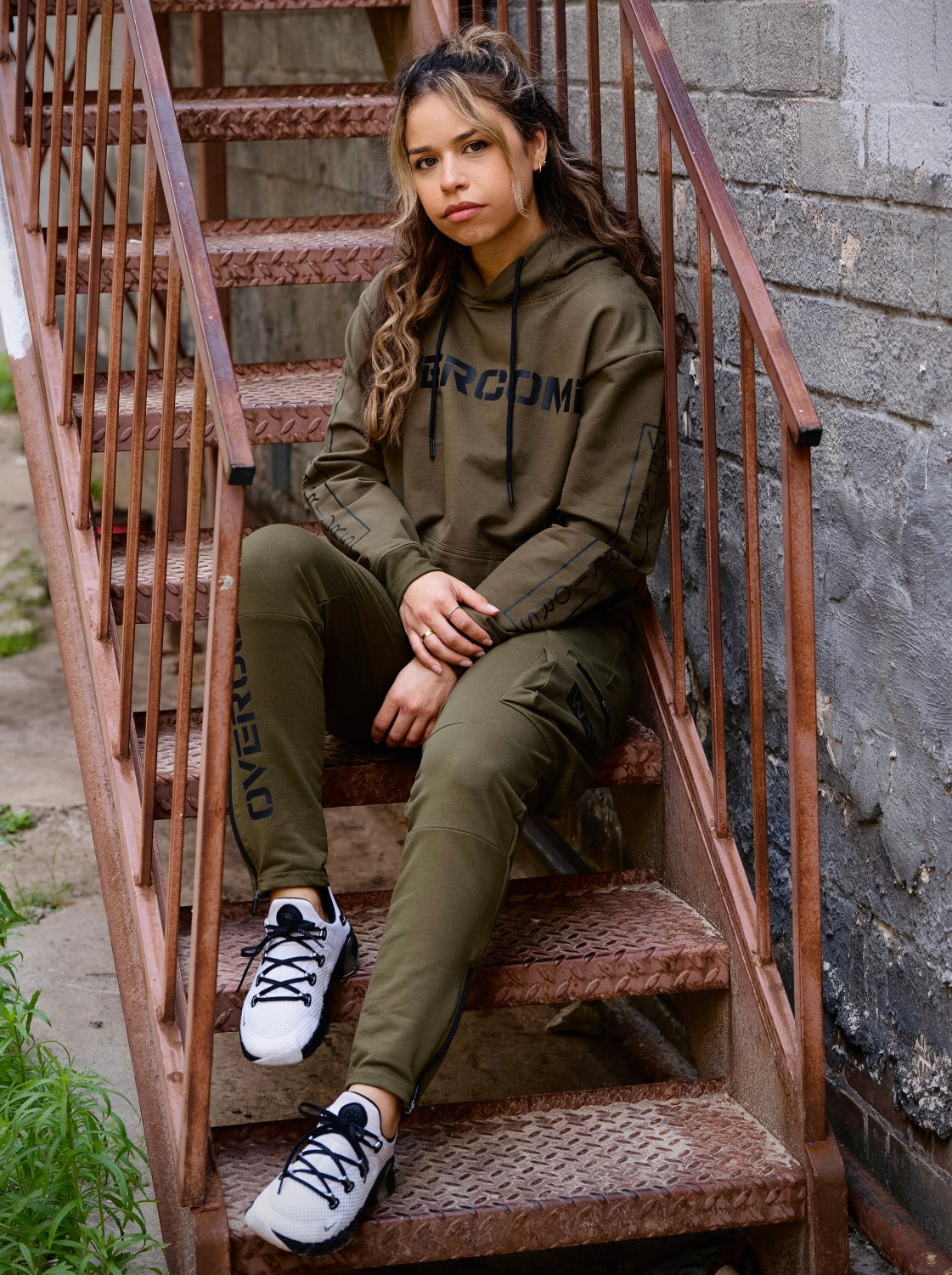 Olive Tree Cargo Joggers with Overcome message, WeAreWarriorsApparel.com