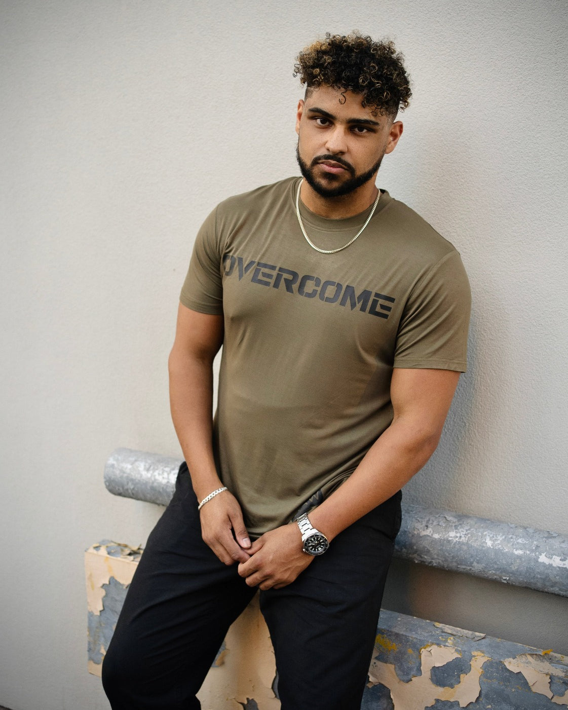 Olive Tree Tri blend T-Shirt with Overcome message, WeAreWarriorsApparel.com