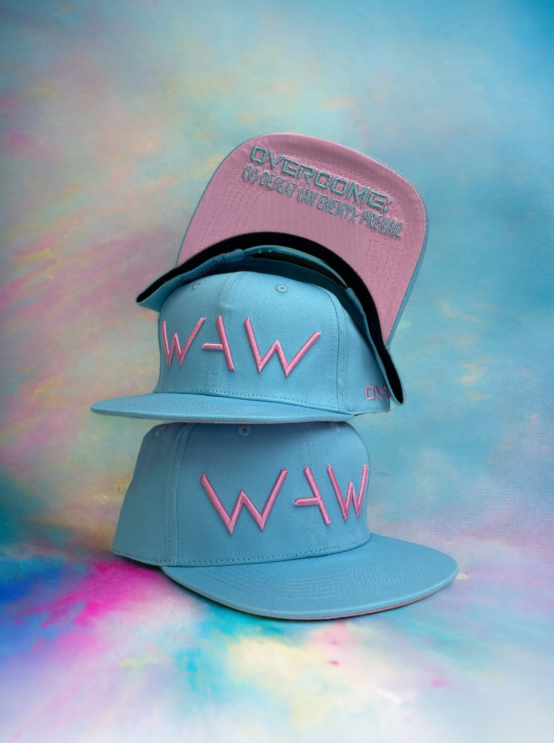 “Reaching for the Sky” Baby Blue and Pink Hat, WeAreWarriorsApparel.com