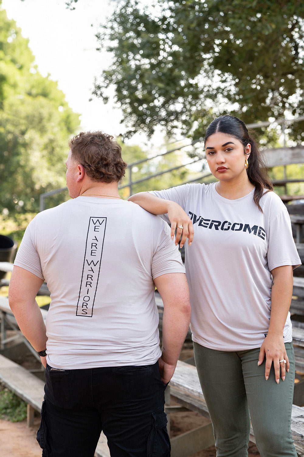 Grey Wolf Tri-blend Tee with Overcome message, WeAreWarriorsApparel.com