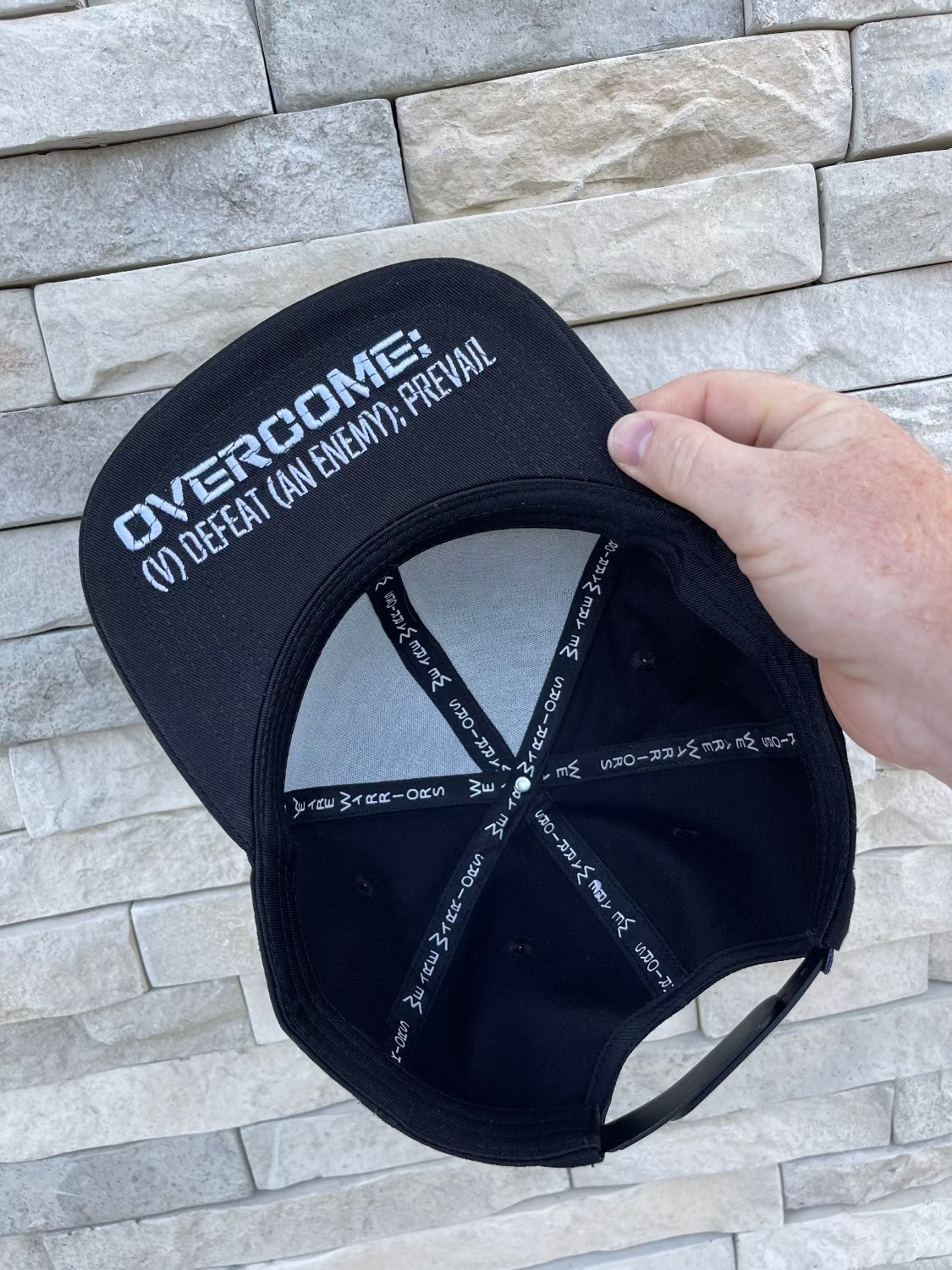 Before the Dawn hat with Overcome message, WeAreWarriorsApparel.com