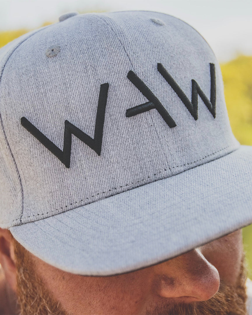 Grey Wolf Hat with Logo and Overcome message, WeAreWarriorsApparel.com