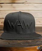 WAW SnapBack-Black on Black, WAW logo, WeAreWarriorsApparel.com