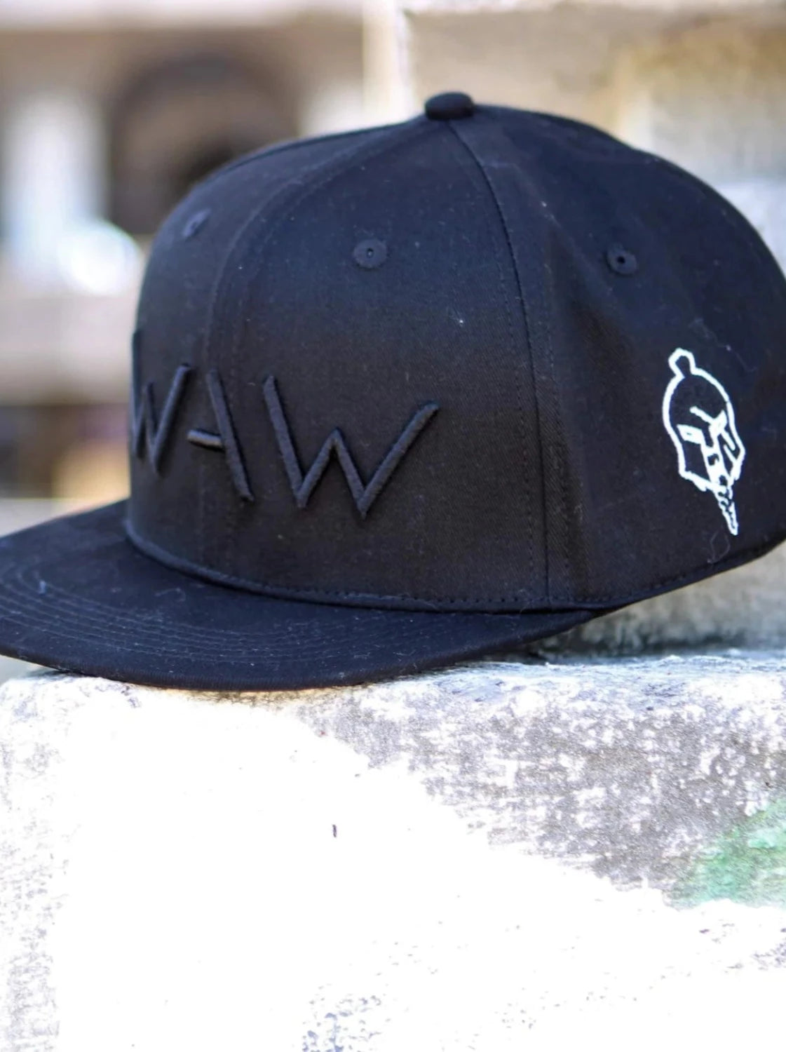 WAW SnapBack-Black on Black, WAW logo, WeAreWarriorsApparel.com