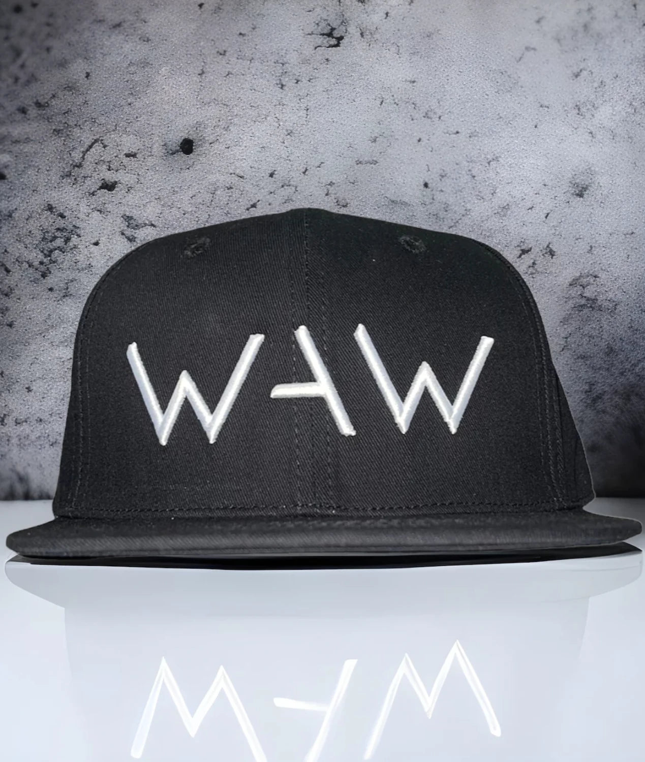 Black cap with WAW logo and Overcome message, WeAreWarriorsApparel.com